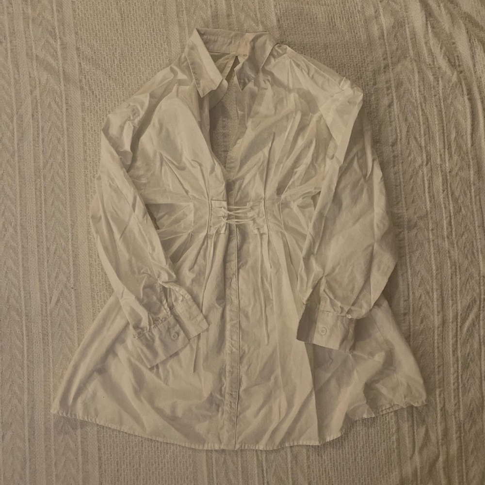 white button up corset dress